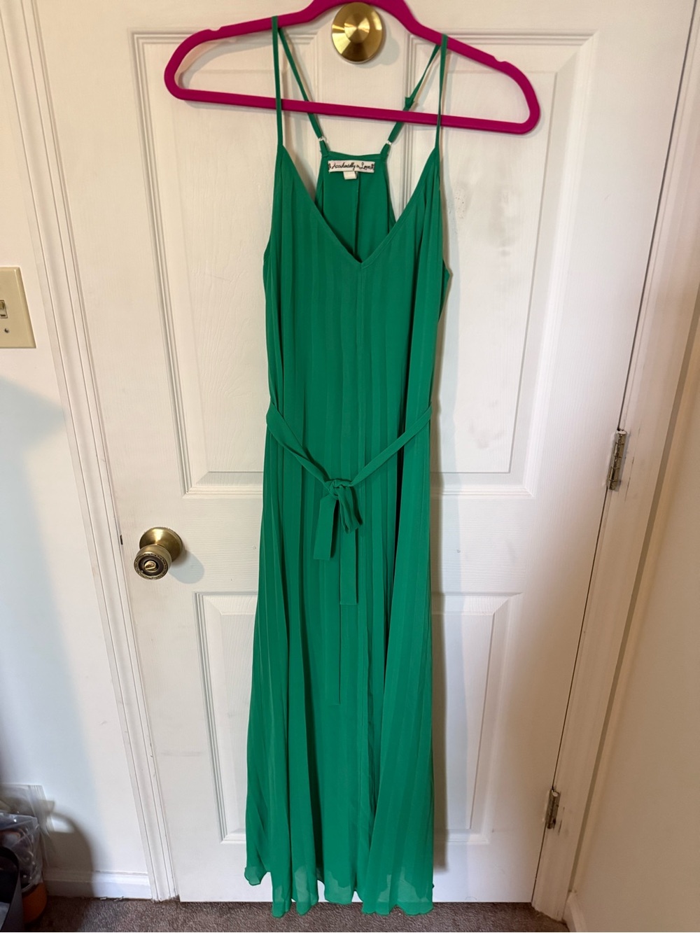 Accidentally In Love Emerald Green Sleeveless Maxi Dress with Waist Tie